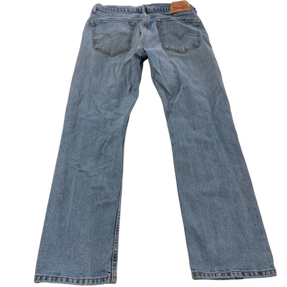 Levis Jeans Mens 32 x 30 Blue Denim 505 Straight Leg Cotton Distressed - Picture 2 of 6